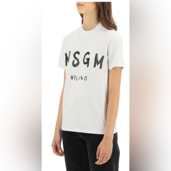 NEW MSGM Logo Printed Crewneck White T-Shirt Size XL - Picture 3 of 12